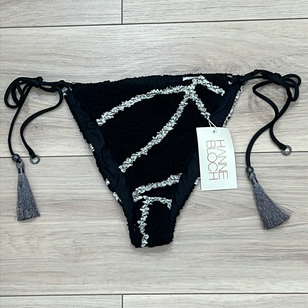 HANNE BLOCH BLACK & CREAM TEXTURED BIKINI BOTTOM
